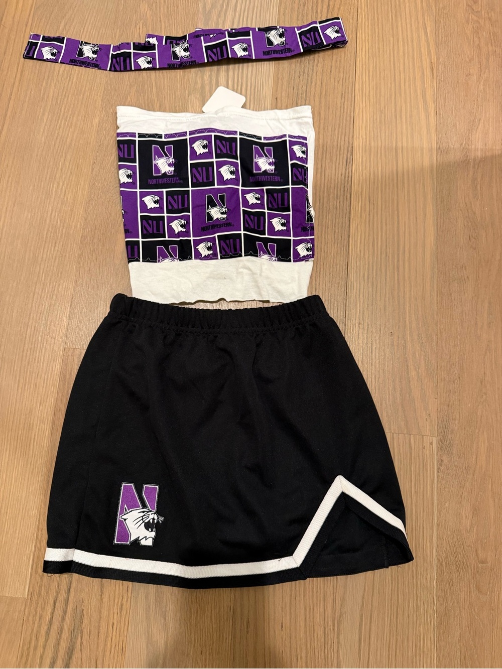Northwestern Purple & Black Cheer Skirt and Tube and belt